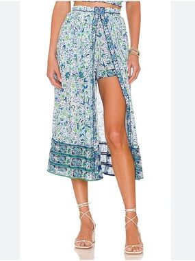 POUPETTE ST BARTH Reine Midi Skirt in Blue Monaco